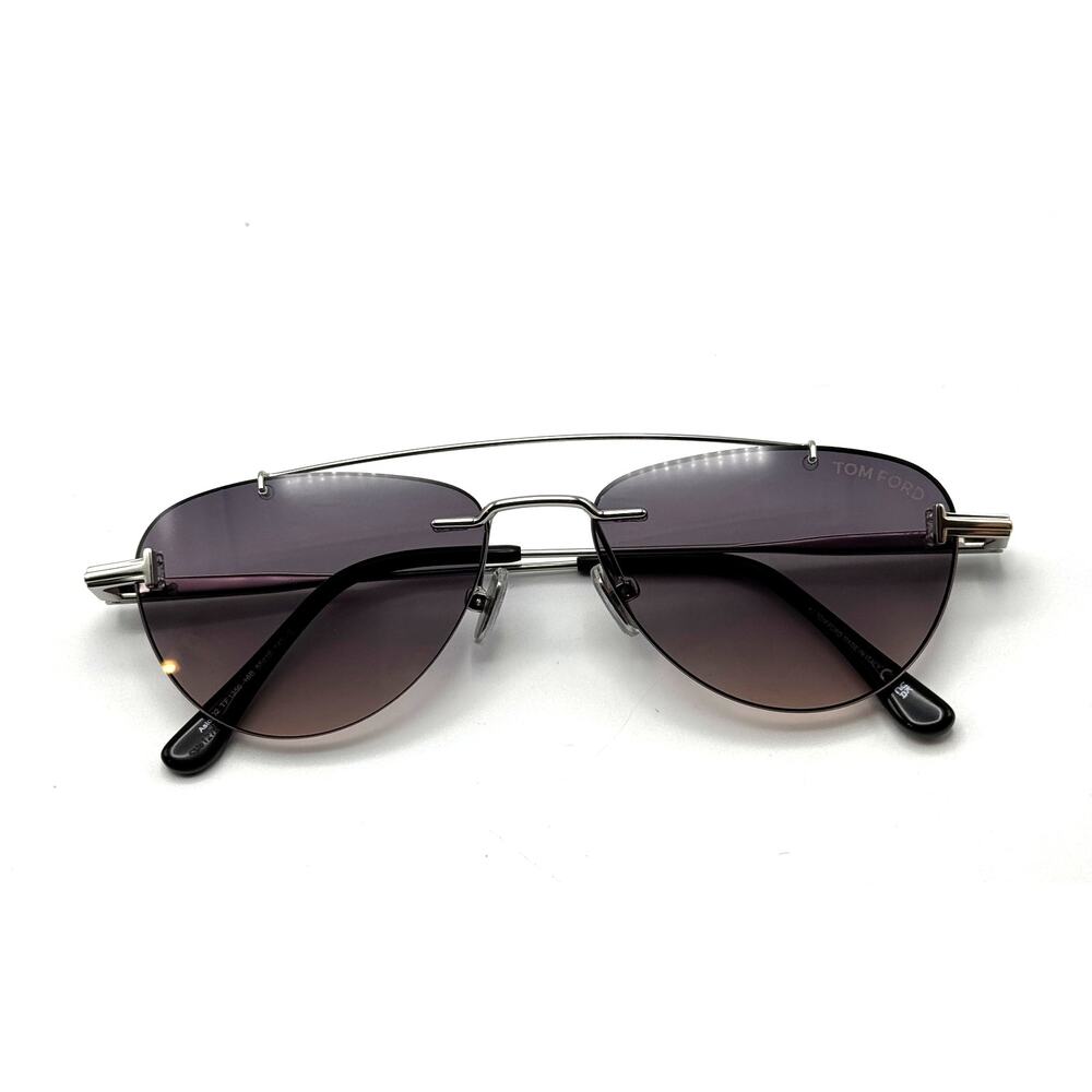 Tom Ford Sunglasses Astor-02 TF1356 16B Palladium Pilot Gray Gradient Lens 55mm
